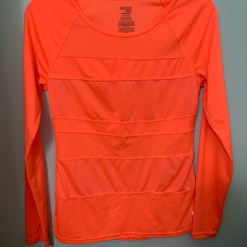 Danskin now drimore orange long sleeve shirt, Orange, Size xs
